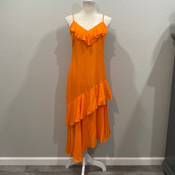 Hale Bob | Dresses | Hale Bob Textured Ruffle Midi Slip Dress | Poshmark